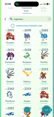 MAIN ACC #2 - Team Mystic - 96 Shiny - 29 Legendaries - 12 Costume & 4 Background