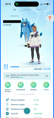 MAIN ACC #2 - Team Mystic - 96 Shiny - 29 Legendaries - 12 Costume & 4 Background